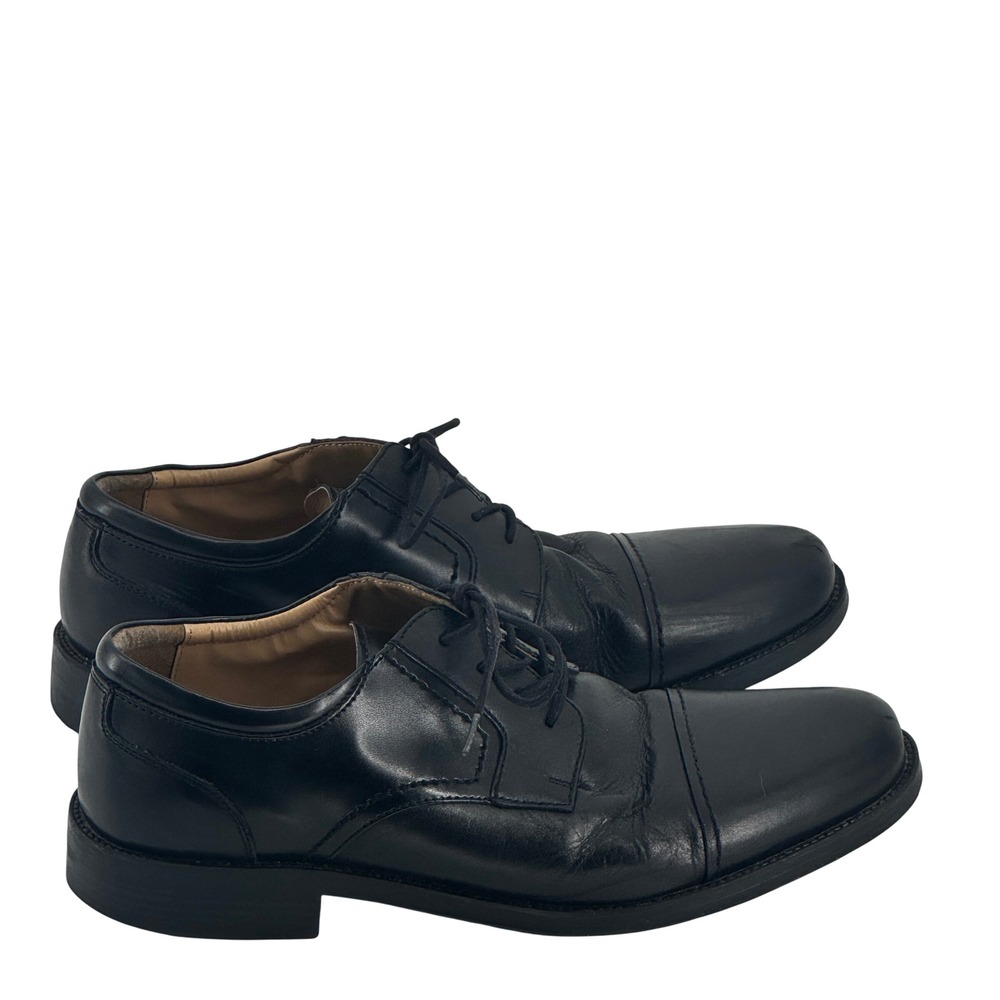Chaps Mens 12W Black Leather Cap Toe Oxford Dress Shoes Wide Width Professional - Picture 4 of 9